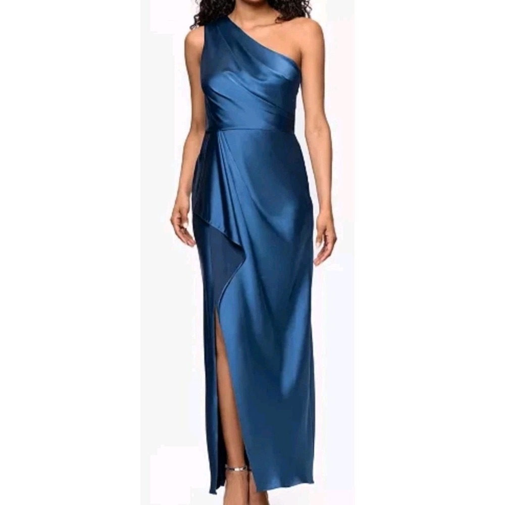 Xscape Satin One Shoulder Gown, Formal Evening Dress‎ Size 12 NWOT